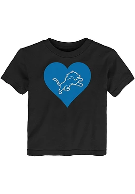 Detroit Lions Toddler Girls Black Heart Design Short Sleeve T-Shirt