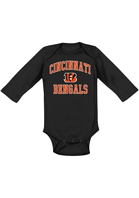 Cincinnati Bengals Baby Black #1 Design B Long Sleeve One Piece