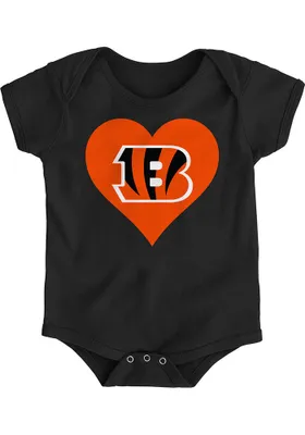 Cincinnati Bengals Baby Black Heart B Short Sleeve One Piece