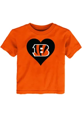 Cincinnati Bengals Toddler Girls Orange Heart B Short Sleeve T-Shirt