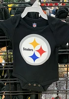 Pittsburgh Steelers Baby Black Primary Logo Short Sleeve One Piece