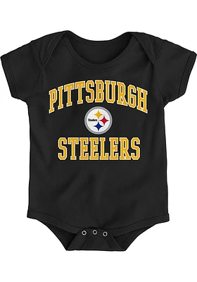 Pittsburgh Steelers Baby Black #1 Design Short Sleeve One Piece