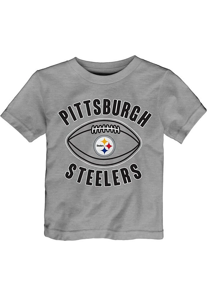 Pittsburgh Steelers Toddler Grey Little Kicker Short Sleeve T-Shirt