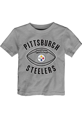 Pittsburgh Steelers Toddler Grey Little Kicker Short Sleeve T-Shirt