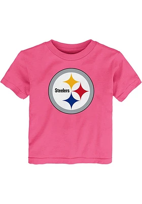Pittsburgh Steelers Toddler Girls Pink Primary Logo Short Sleeve T-Shirt