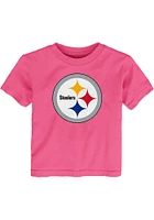 Pittsburgh Steelers Toddler Girls Pink Primary Logo Short Sleeve T-Shirt