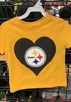 Pittsburgh Steelers Toddler Girls Gold Heart Short Sleeve T-Shirt