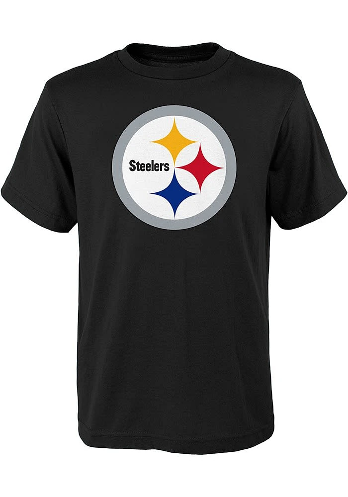 Pittsburgh Steelers Youth Black Primary Logo Short Sleeve T-Shirt