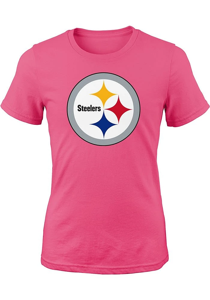 Pittsburgh Steelers Girls Pink Primary Logo Short Sleeve Tee