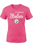 Pittsburgh Steelers Girls Pink Big Game Short Sleeve Tee
