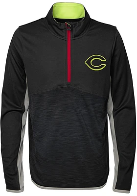 Cincinnati Reds Youth Black Excellence Long Sleeve Quarter Zip Shirt