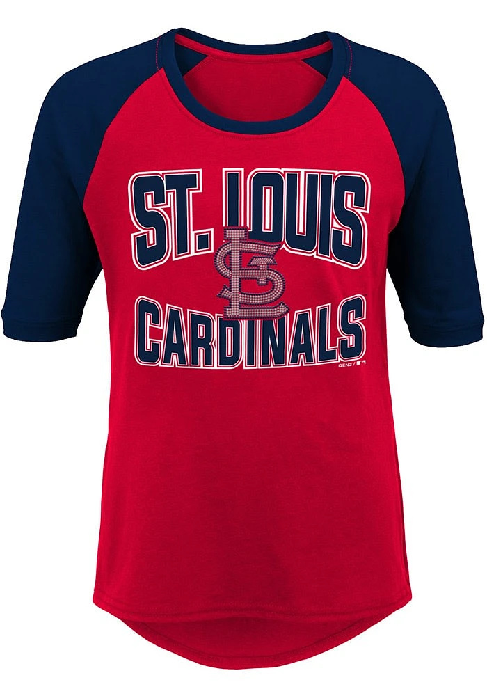 St Louis Cardinals Girls Red Bases Loaded Long Sleeve T-shirt