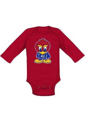 Kansas Jayhawks Baby Red Jay Long Sleeve One Piece