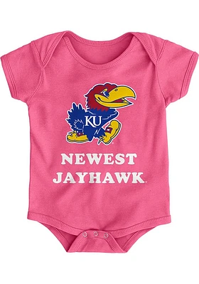 Kansas Jayhawks Baby Pink Newest Design Short Sleeve One Piece