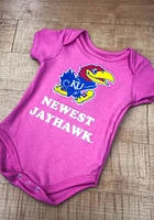 Kansas Jayhawks Baby Pink Newest Design Short Sleeve One Piece