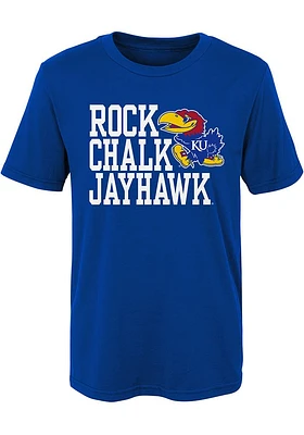 Kansas Jayhawks Boys Blue Rock Chalk Short Sleeve T-Shirt