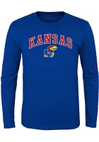 Kansas Jayhawks Boys Blue Arch Mascot Long Sleeve T-Shirt