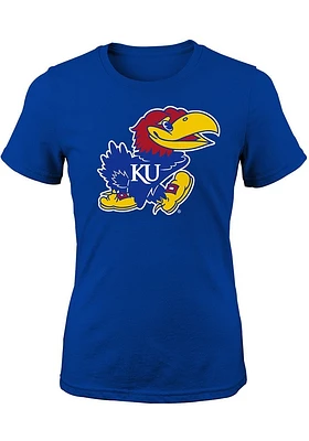 Kansas Jayhawks Girls Blue Jayhawk Short Sleeve Tee