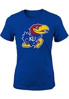Kansas Jayhawks Girls Blue Jayhawk Short Sleeve Tee