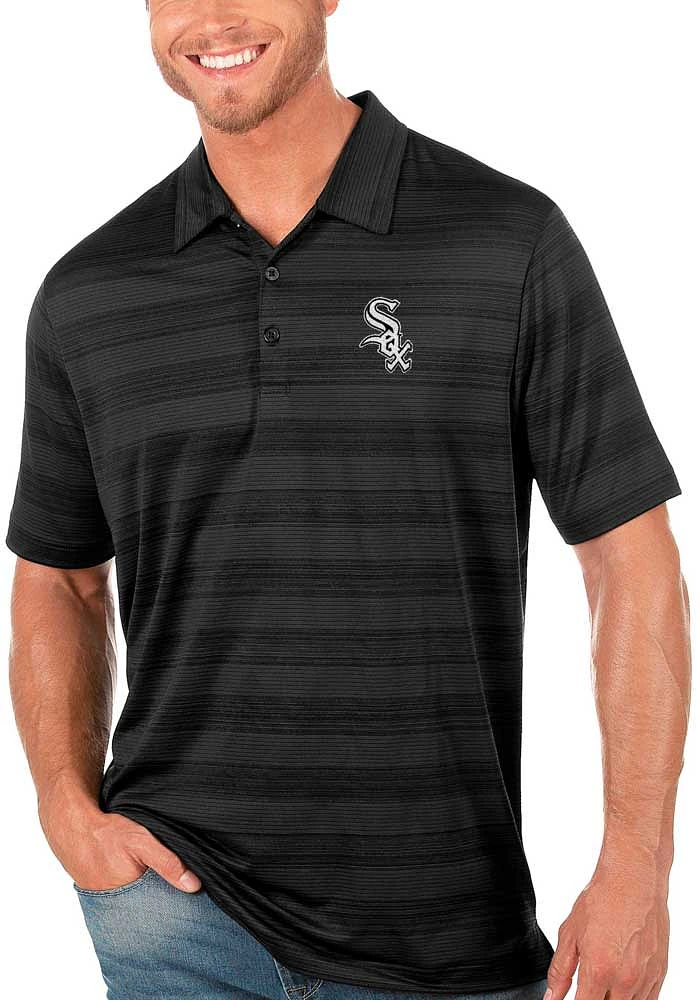 Antigua Chicago White Sox Mens Black Compass Short Sleeve Polo