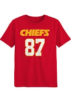Travis Kelce  Kansas City Chiefs Boys Red Player Short Sleeve T-Shirt