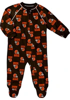 Cleveland Browns Baby Brown Raglan Loungewear One Piece Pajamas