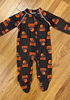 Cleveland Browns Baby Brown Raglan Loungewear One Piece Pajamas