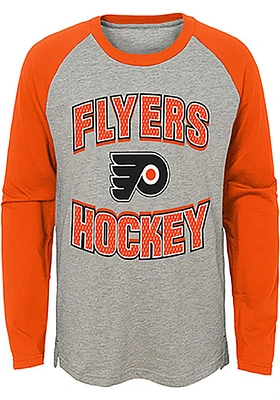 Philadelphia Flyers Youth Grey Assist Long Sleeve Fashion T-Shirt