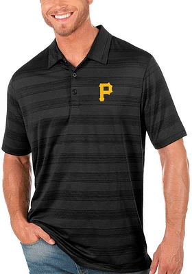 Antigua Pittsburgh Pirates Mens Black Compass Short Sleeve Polo