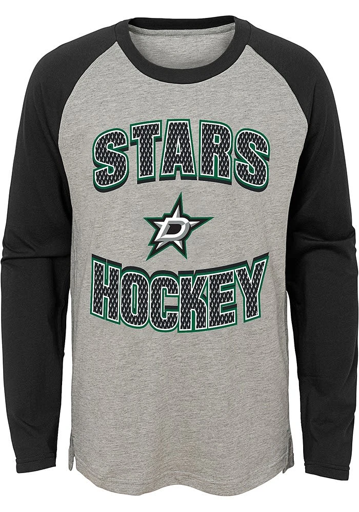 Dallas Stars Boys Grey Assist Long Sleeve Fashion T-Shirt