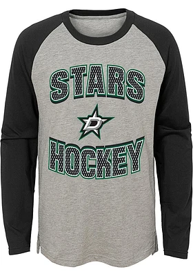 Dallas Stars Boys Grey Assist Long Sleeve Fashion T-Shirt