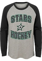 Dallas Stars Boys Grey Assist Long Sleeve Fashion T-Shirt