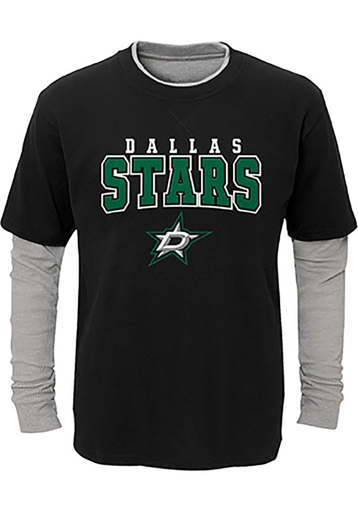 Dallas Stars Boys Black Playmaker Long Sleeve Fashion T-Shirt