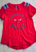 Chicago Bulls Girls Red Retro Block Short Sleeve Fashion T-Shirt