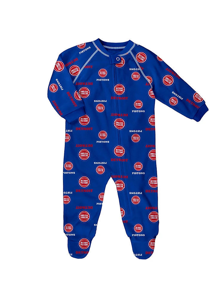 Detroit Pistons Baby Blue Zip Coverall Loungewear One Piece Pajamas