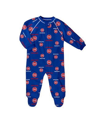 Detroit Pistons Baby Blue Zip Coverall Loungewear One Piece Pajamas