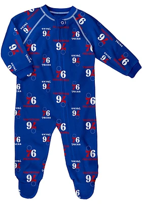 Philadelphia 76ers Baby Blue Zip Up Cover Loungewear One Piece Pajamas