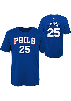 Ben Simmons  Philadelphia 76ers Boys Blue Name and Number Short Sleeve T-Shirt