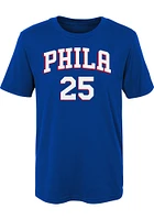 Ben Simmons  Philadelphia 76ers Boys Blue Name and Number Short Sleeve T-Shirt