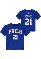 Joel Embiid Philadelphia 76ers Toddler Blue Name and Number Short Sleeve Player T Shirt