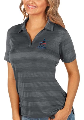 Antigua Miami Marlins Womens Compass Short Sleeve Polo Shirt