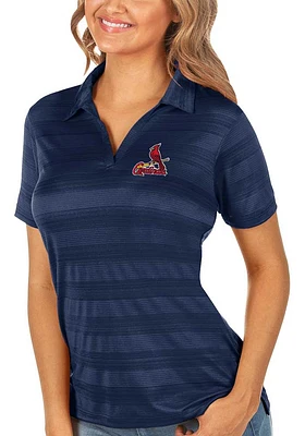 Antigua St Louis Cardinals Womens Navy Blue Compass Short Sleeve Polo Shirt
