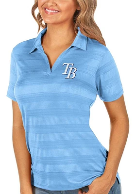 Antigua Tampa Bay Rays Womens Light Blue Compass Short Sleeve Polo Shirt