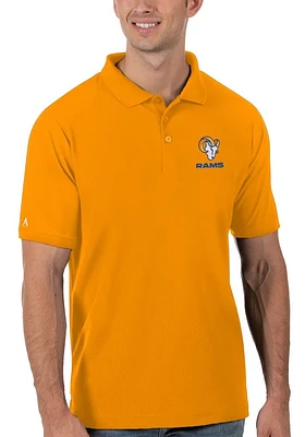 Antigua Los Angeles Rams Mens Gold Legacy Pique Short Sleeve Polo