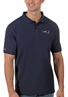 Antigua New England Patriots Mens Navy Blue Legacy Pique Short Sleeve Polo
