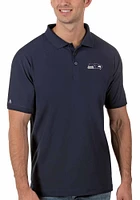 Antigua Seattle Seahawks Mens Navy Blue Legacy Pique Short Sleeve Polo