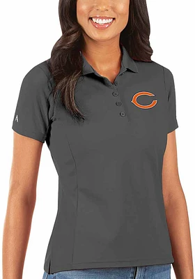 Antigua Chicago Bears Womens Black Legacy Pique Short Sleeve Polo Shirt