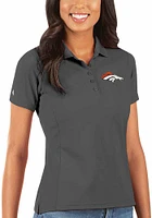 Antigua Denver Broncos Womens Black Legacy Pique Short Sleeve Polo Shirt