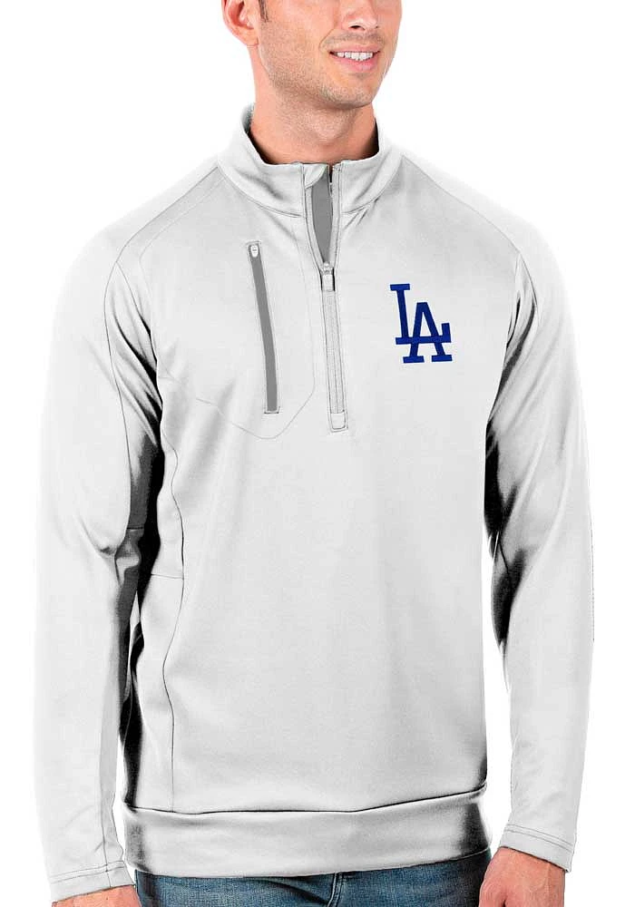 Antigua Los Angeles Dodgers Mens White Generation Long Sleeve Qtr Zip Pullover