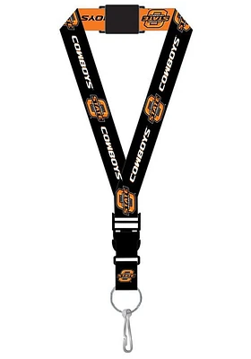 Oklahoma State Cowboys Black, Orange Reversible Buckle Lanyard - Black